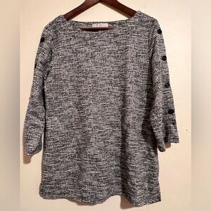 Carolyn Taylor Women’s Black & White Striped Knit Tunic Sweater Top Size Large